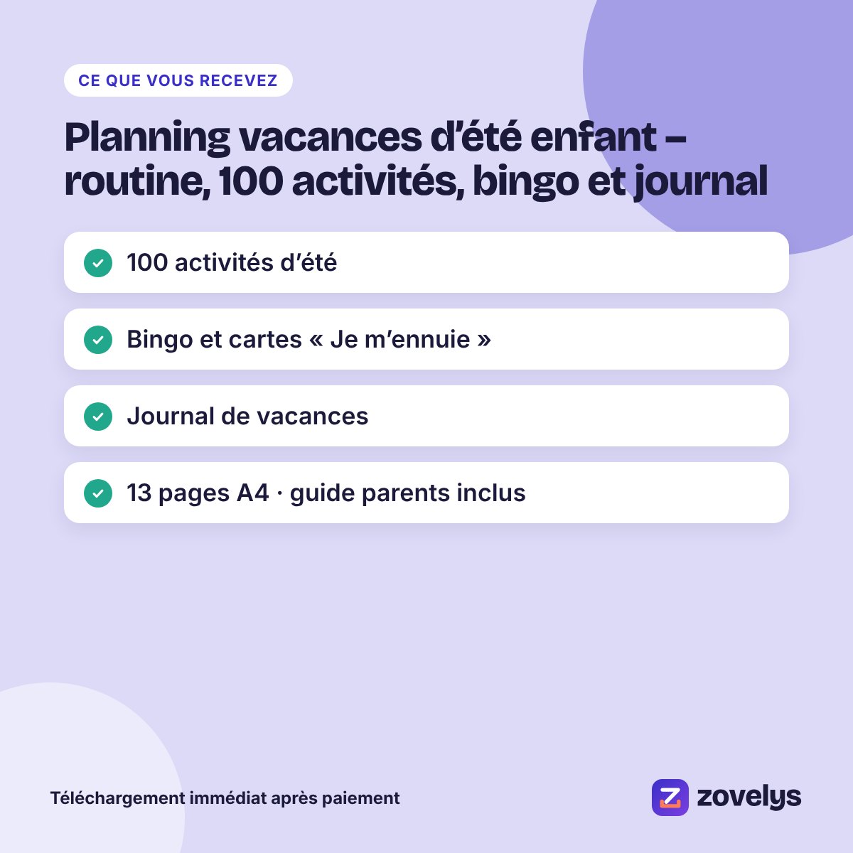 Planning vacances d’été enfant – routine, 100 activités, bingo et journal – aperçu 4