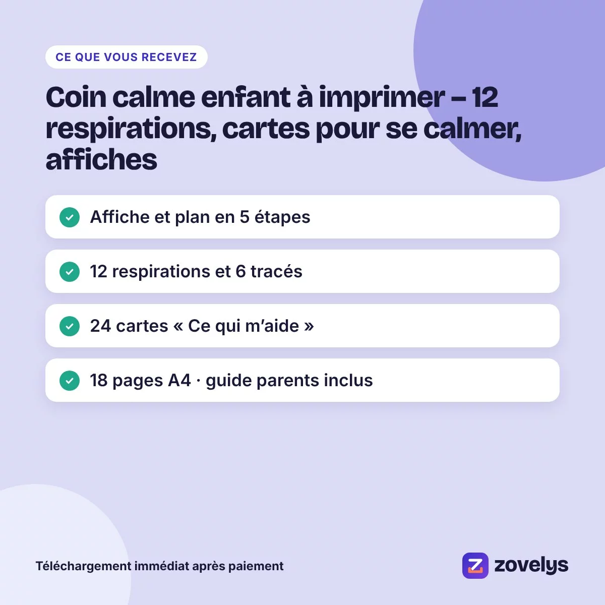 Coin calme enfant à imprimer – 12 respirations, cartes pour se calmer, affiches – aperçu 4