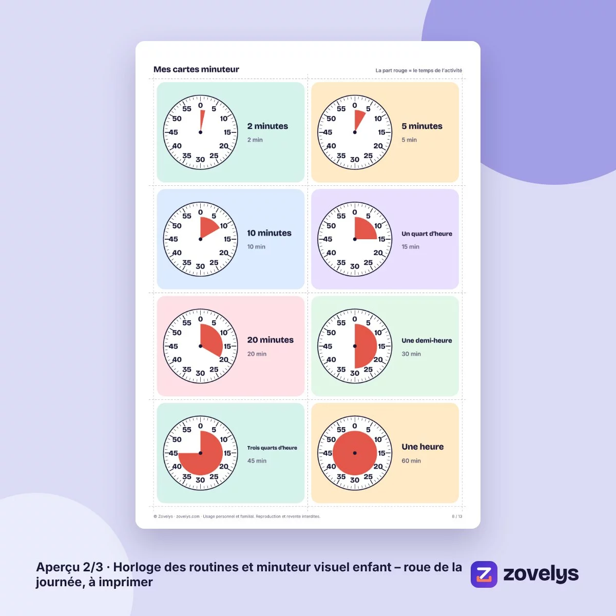 Horloge des routines et minuteur visuel enfant – roue de la journée, à imprimer – aperçu 2