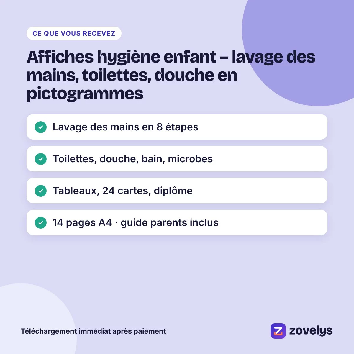 Affiches hygiène enfant – lavage des mains, toilettes, douche en pictogrammes – aperçu 4