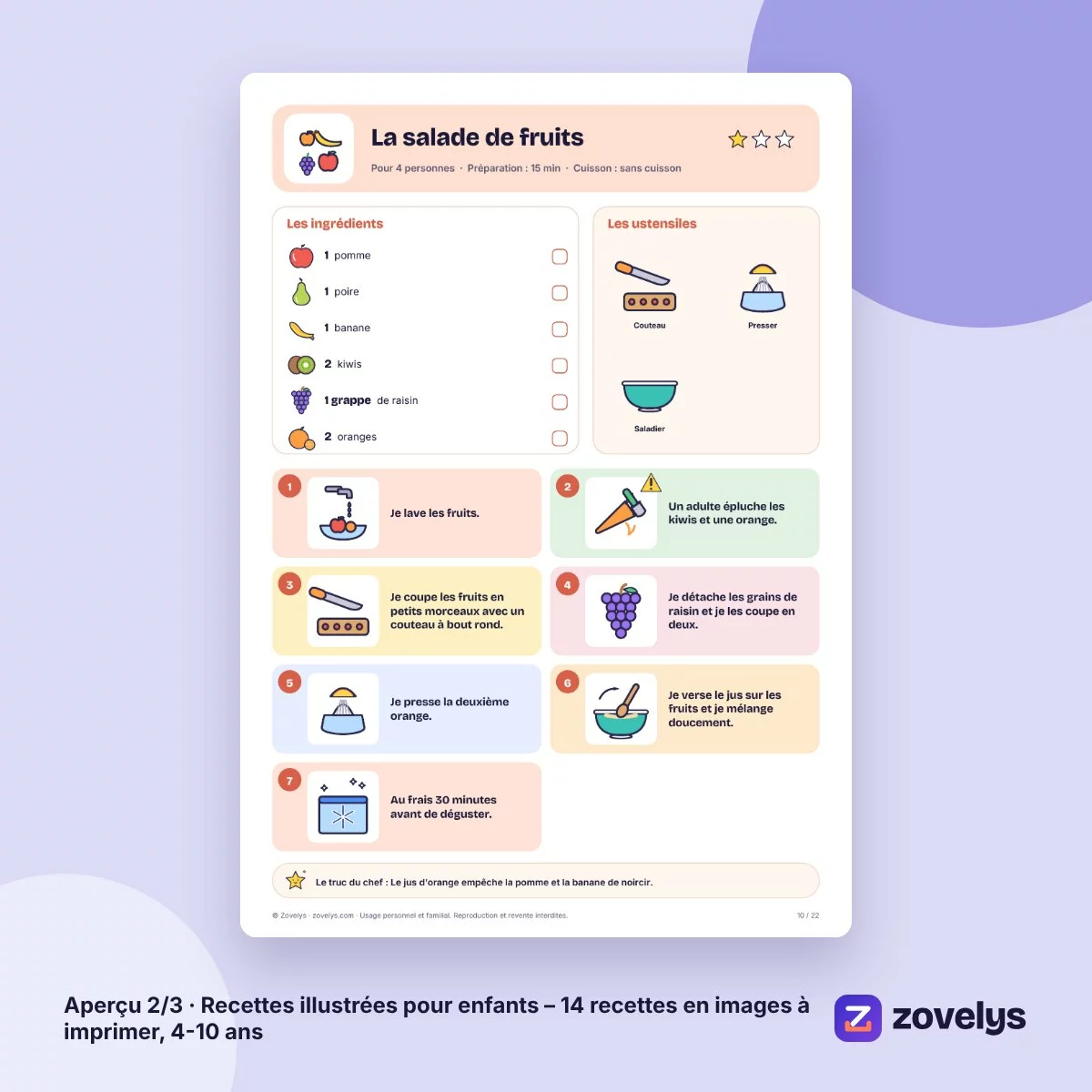 Recettes illustrées pour enfants – 14 recettes en images à imprimer, 4-10 ans – aperçu 2