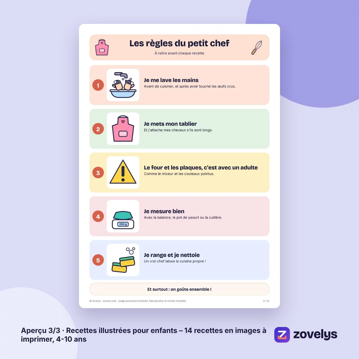 Recettes illustrées pour enfants – 14 recettes en images à imprimer, 4-10 ans – aperçu 3