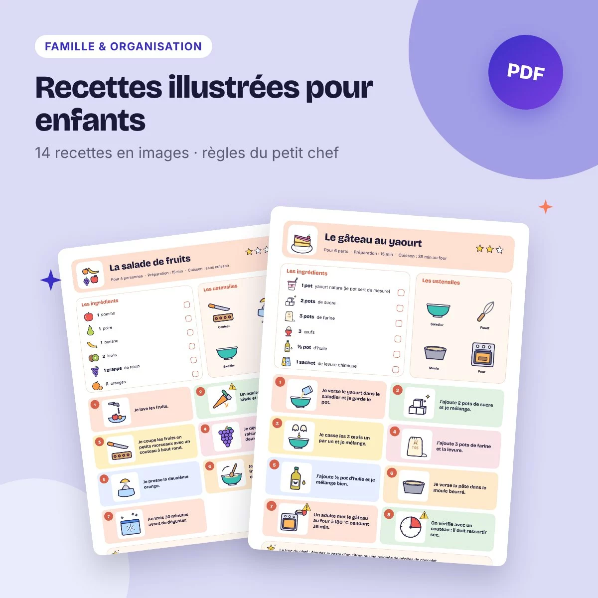 Recettes illustrées pour enfants – 14 recettes en images à imprimer, 4-10 ans
