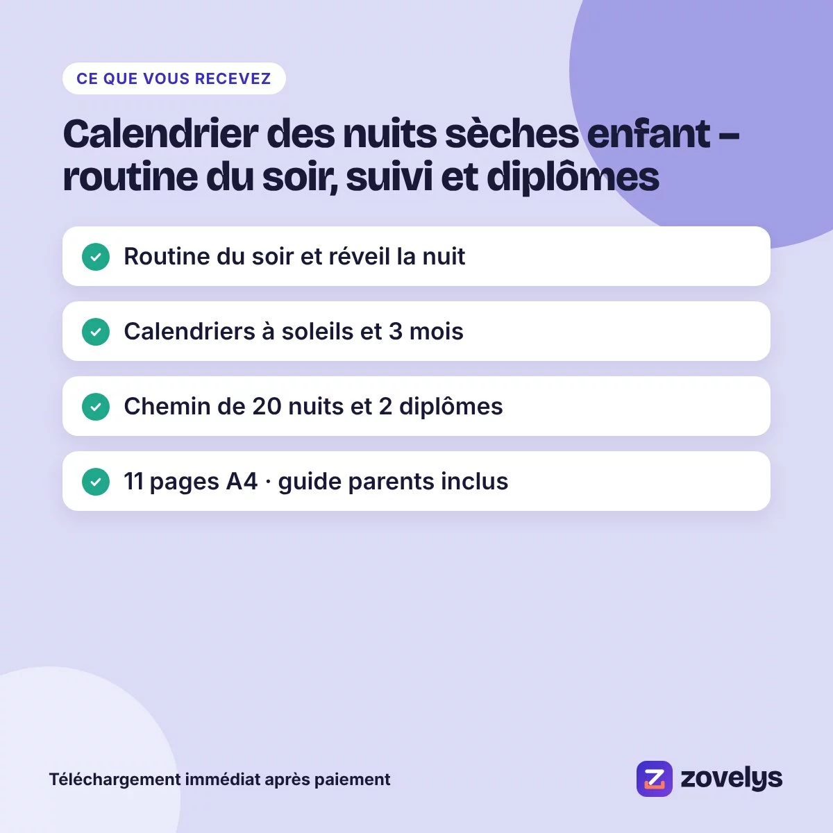 Calendrier des nuits sèches enfant – routine du soir, suivi et diplômes – aperçu 4