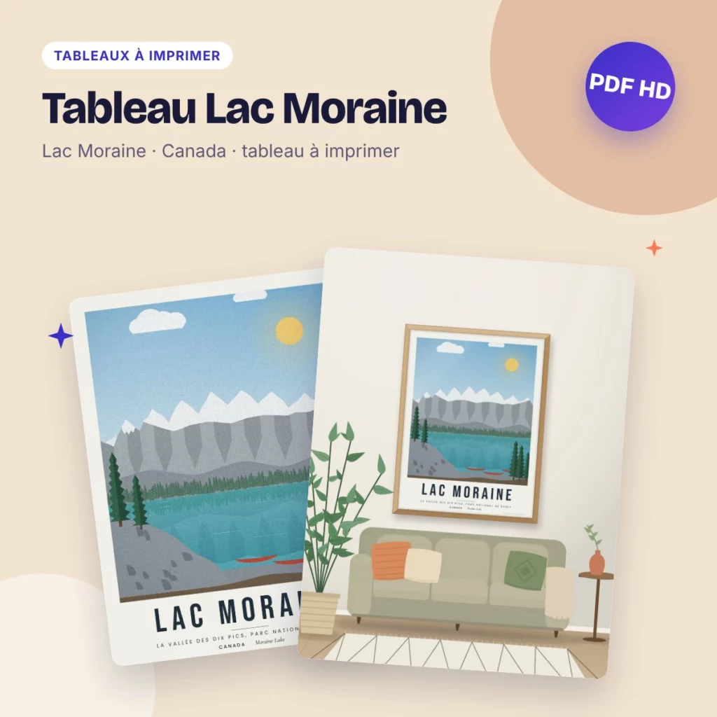 Tableau Lac Moraine – la vallée des Dix Pics à Banff, affiche à imprimer
