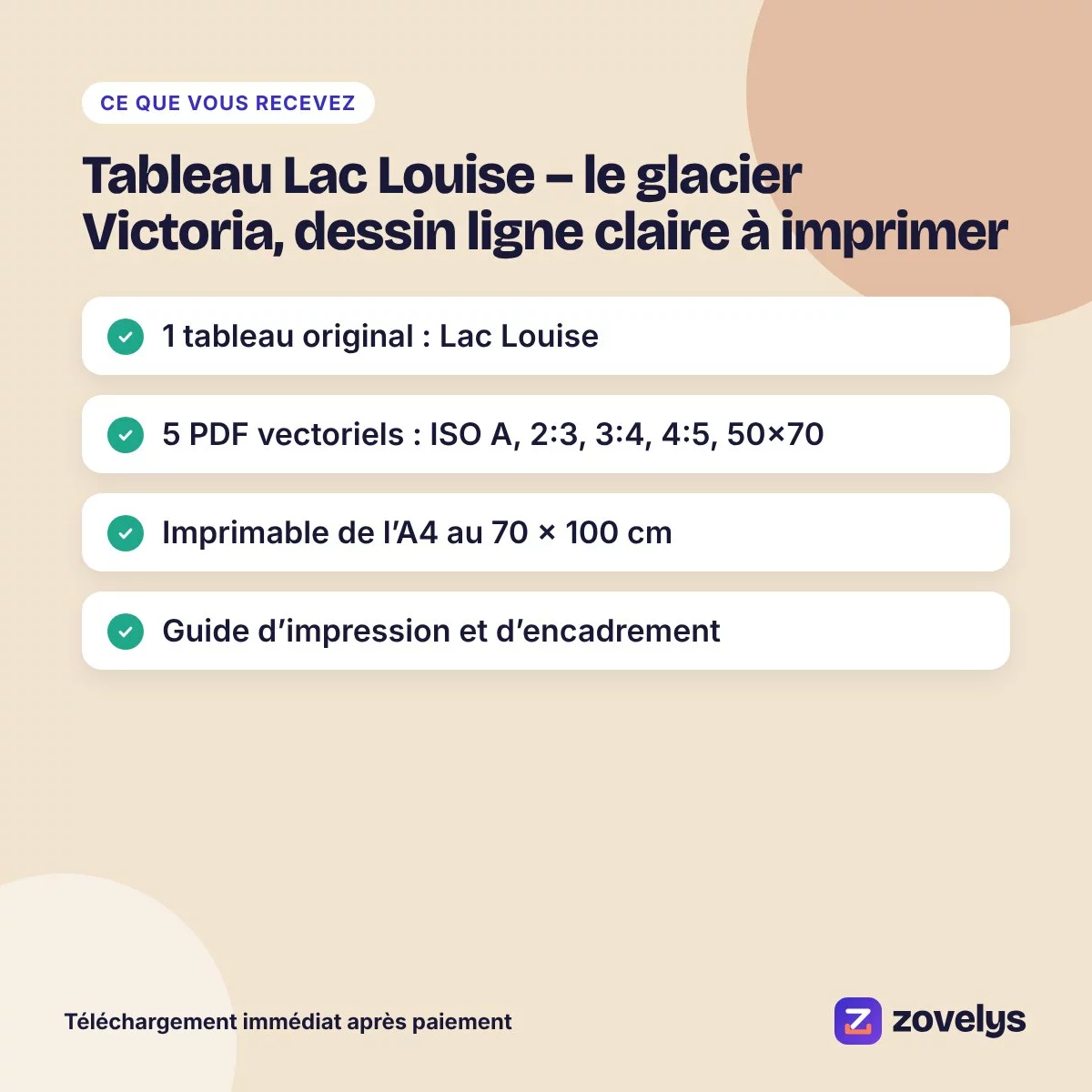 Tableau Lac Louise – le glacier Victoria, dessin ligne claire à imprimer – aperçu 4