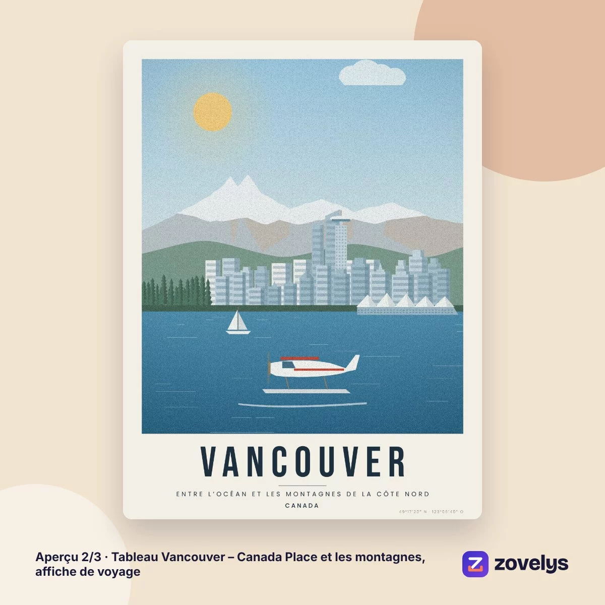 Tableau Vancouver – Canada Place et les montagnes, affiche de voyage – aperçu 2