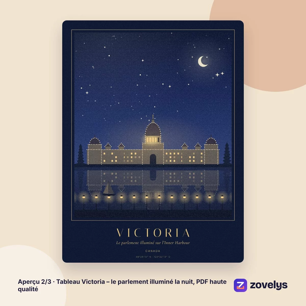 Tableau Victoria – le parlement illuminé la nuit, PDF haute qualité – aperçu 2