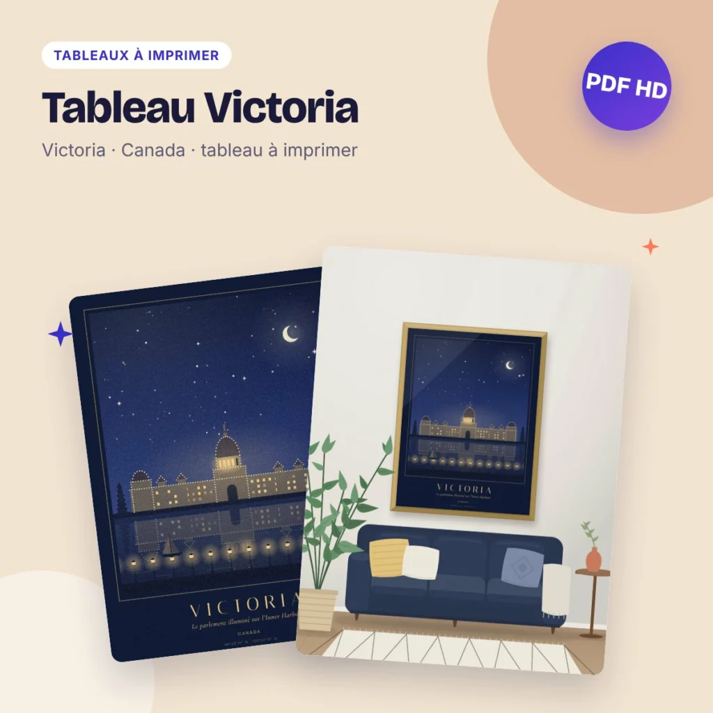 Tableau Victoria – le parlement illuminé la nuit, PDF haute qualité