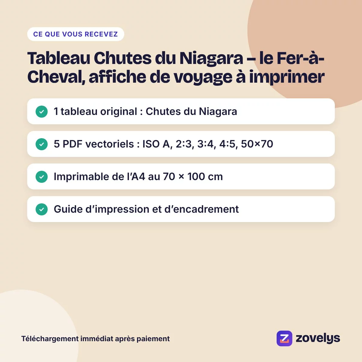 Tableau Chutes du Niagara – le Fer-à-Cheval, affiche de voyage à imprimer – aperçu 4