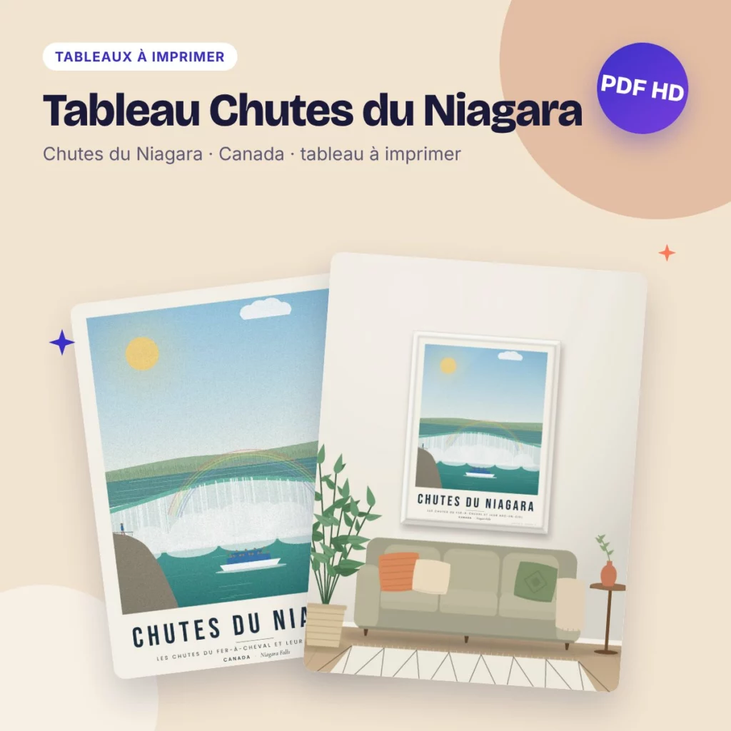 Tableau Chutes du Niagara – le Fer-à-Cheval, affiche de voyage à imprimer