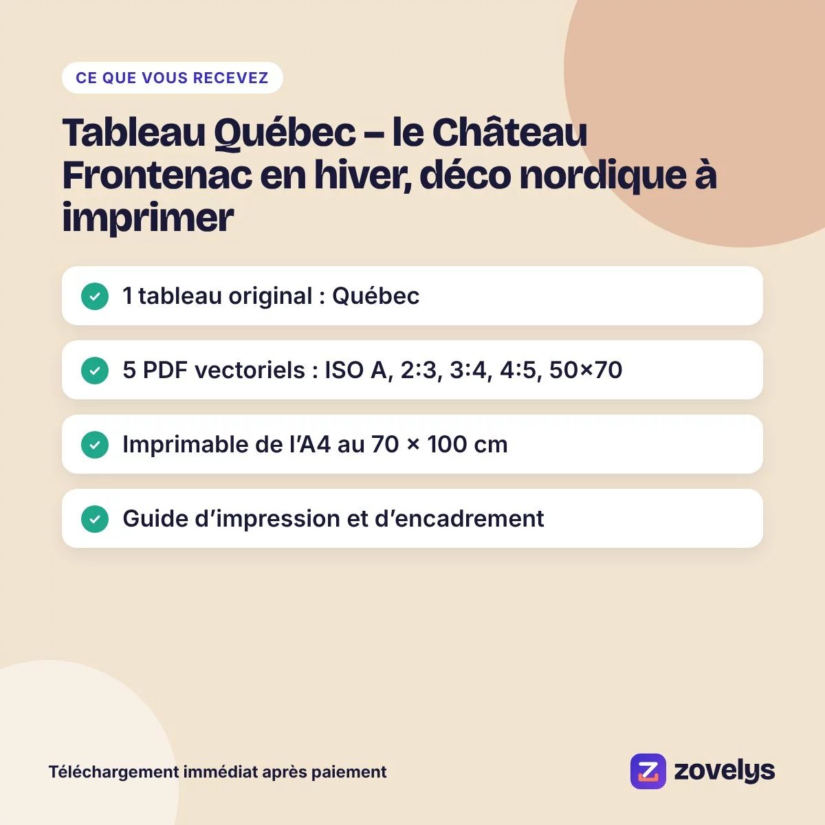 Tableau Québec – le Château Frontenac en hiver, déco nordique à imprimer – aperçu 4