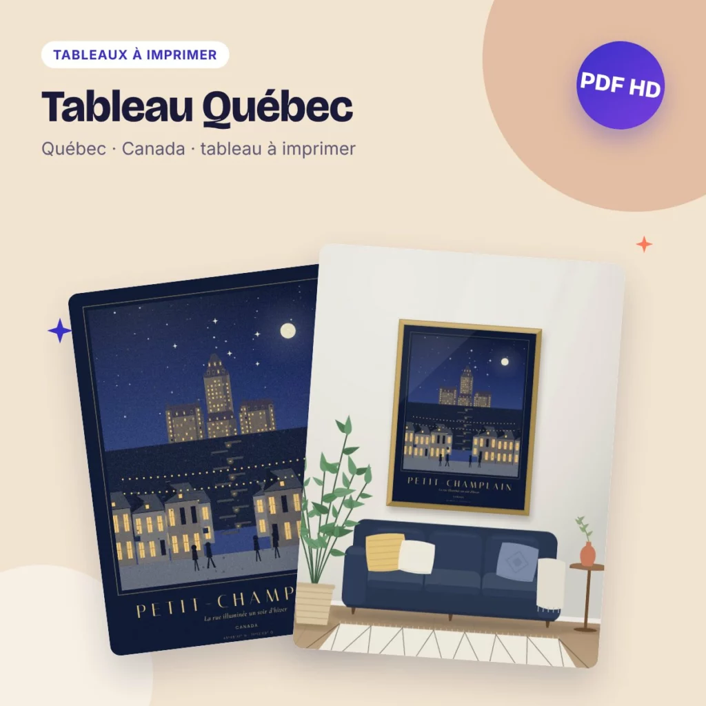 Tableau Québec – la rue du Petit-Champlain un soir d’hiver, PDF HD