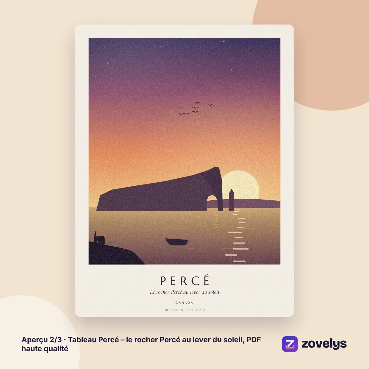 Tableau Percé – le rocher Percé au lever du soleil, PDF haute qualité – aperçu 2