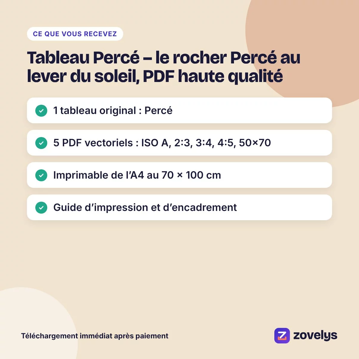 Tableau Percé – le rocher Percé au lever du soleil, PDF haute qualité – aperçu 4