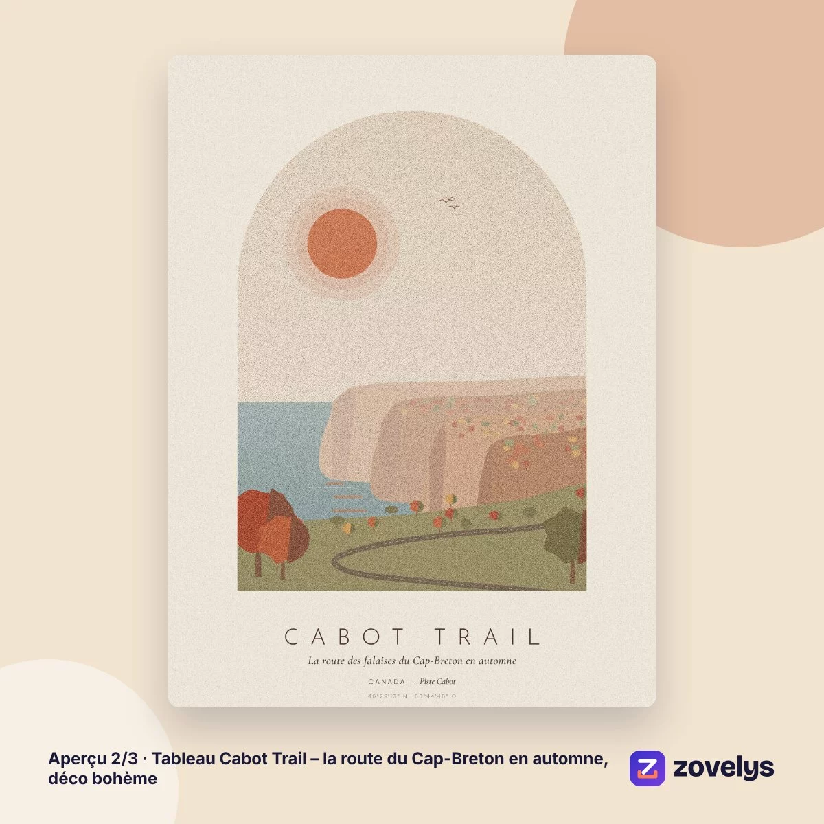 Tableau Cabot Trail – la route du Cap-Breton en automne, déco bohème – aperçu 2