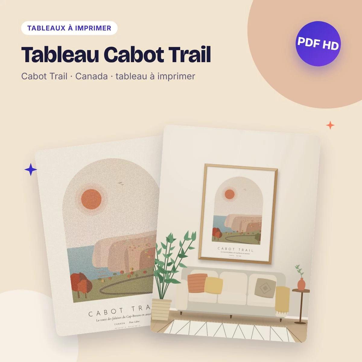 Tableau Cabot Trail – la route du Cap-Breton en automne, déco bohème
