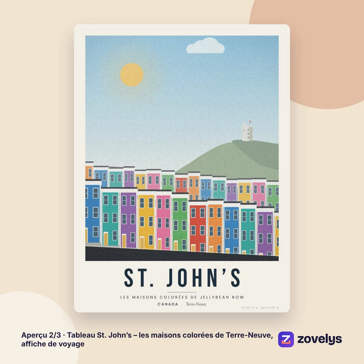 Tableau St. John’s – les maisons colorées de Terre-Neuve, affiche de voyage – aperçu 2