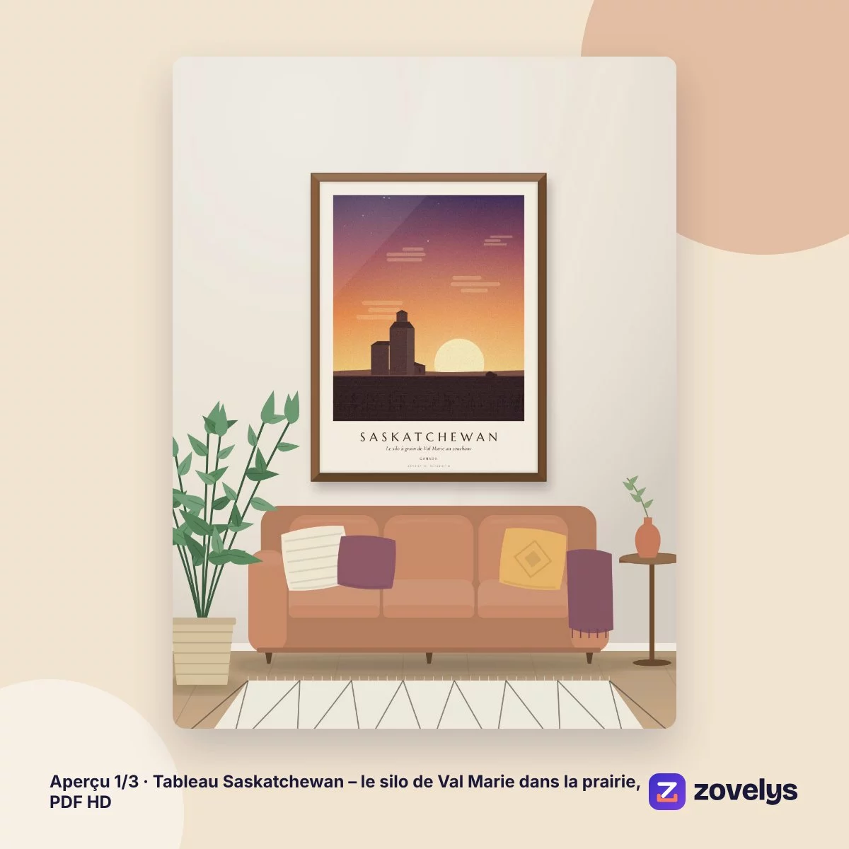 Tableau Saskatchewan – le silo de Val Marie dans la prairie, PDF HD – aperçu 1