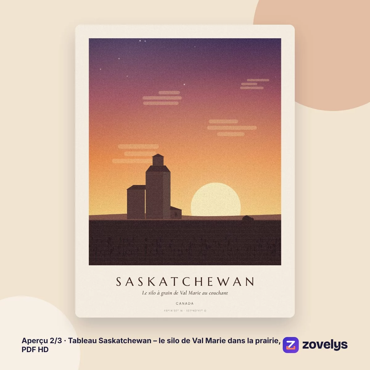 Tableau Saskatchewan – le silo de Val Marie dans la prairie, PDF HD – aperçu 2