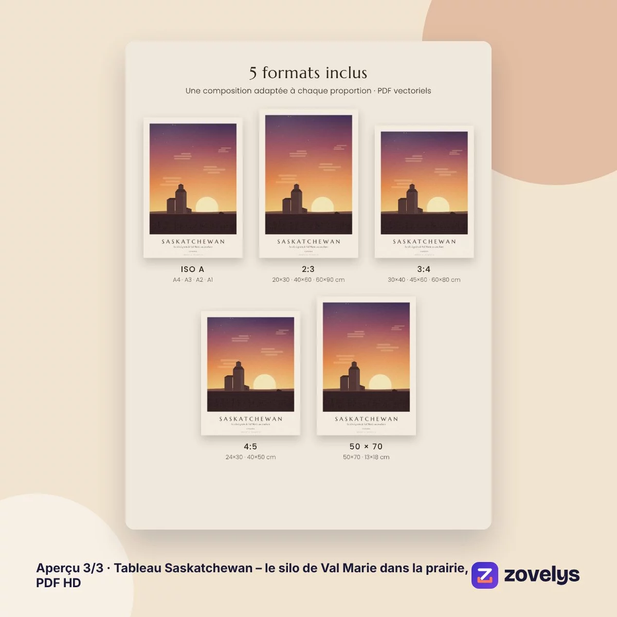 Tableau Saskatchewan – le silo de Val Marie dans la prairie, PDF HD – aperçu 3