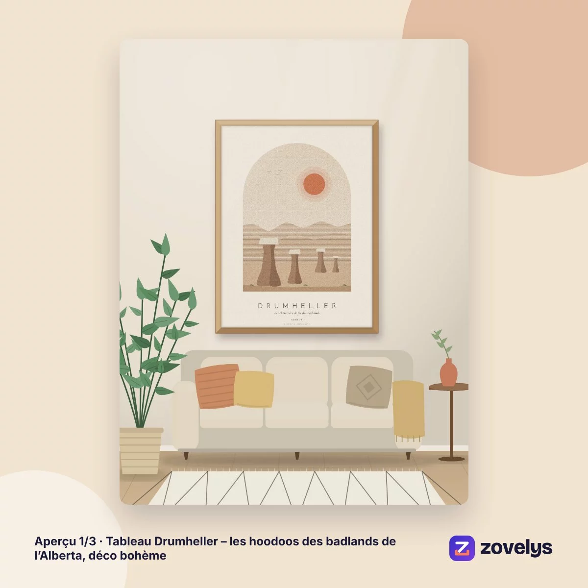Tableau Drumheller – les hoodoos des badlands de l’Alberta, déco bohème – aperçu 1