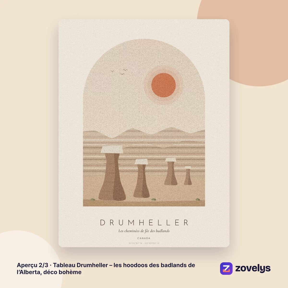 Tableau Drumheller – les hoodoos des badlands de l’Alberta, déco bohème – aperçu 2