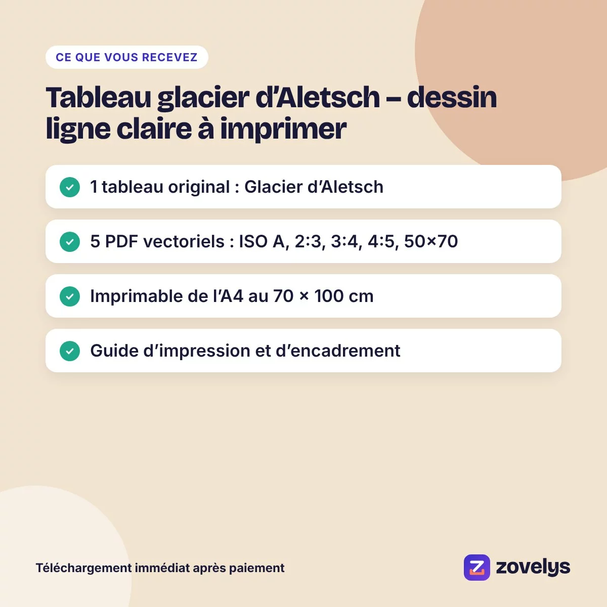 Tableau glacier d’Aletsch – dessin ligne claire à imprimer – aperçu 4