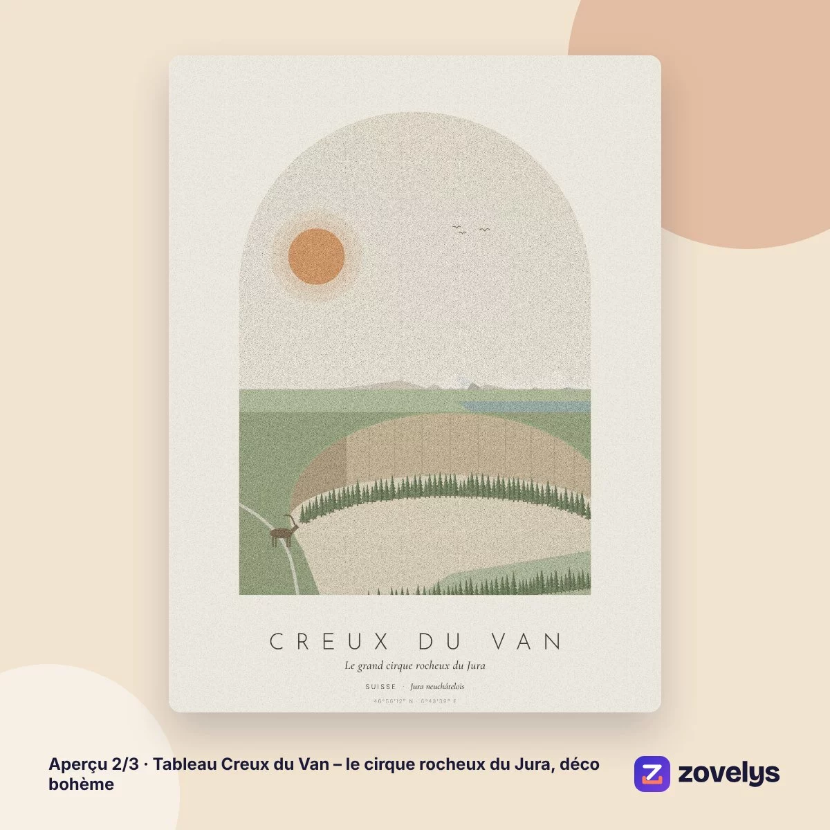 Tableau Creux du Van – le cirque rocheux du Jura, déco bohème – aperçu 2