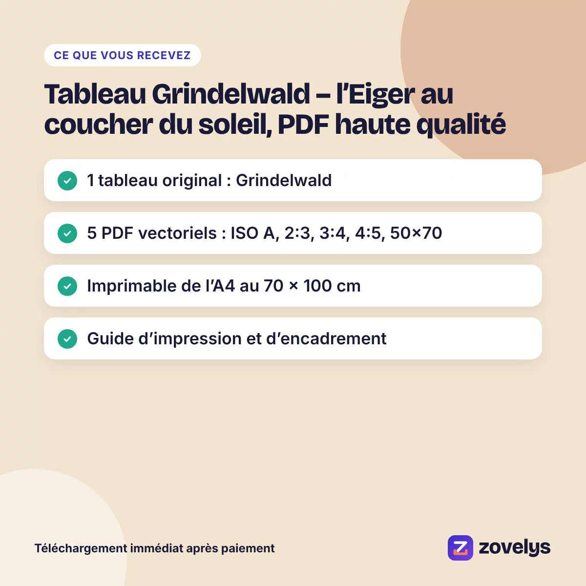 Tableau Grindelwald – l’Eiger au coucher du soleil, PDF haute qualité – aperçu 4