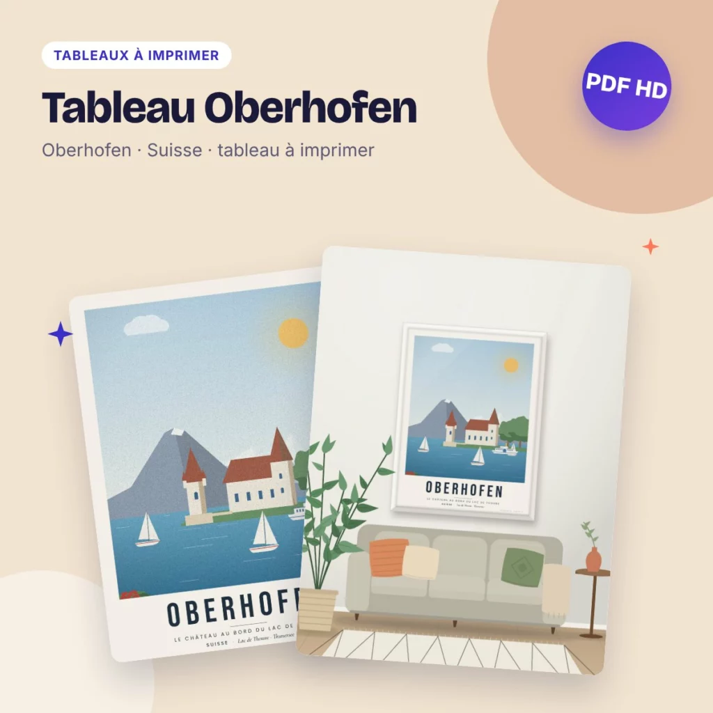 Tableau Oberhofen – le château sur le lac de Thoune, affiche à imprimer