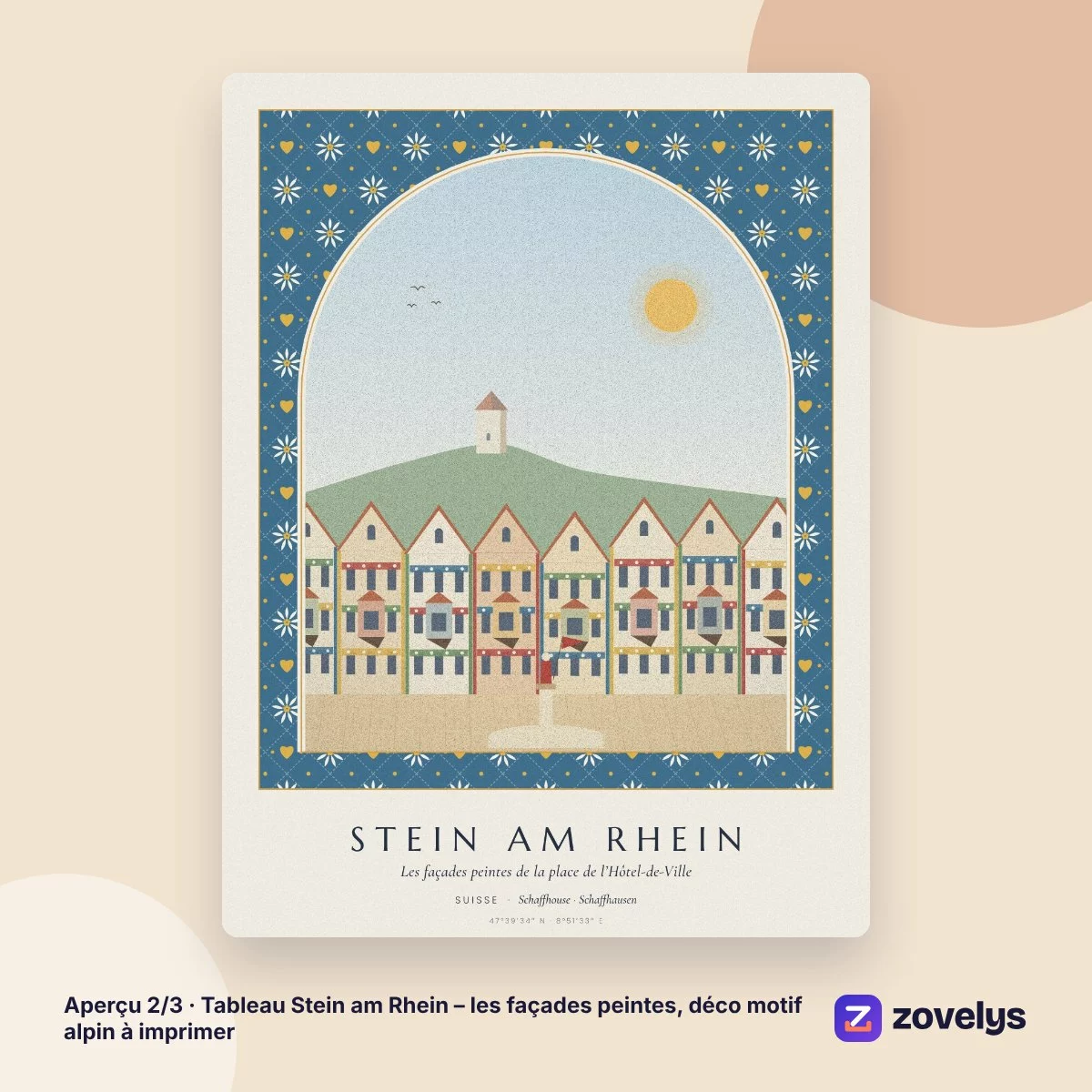 Tableau Stein am Rhein – les façades peintes, déco motif alpin à imprimer – aperçu 2