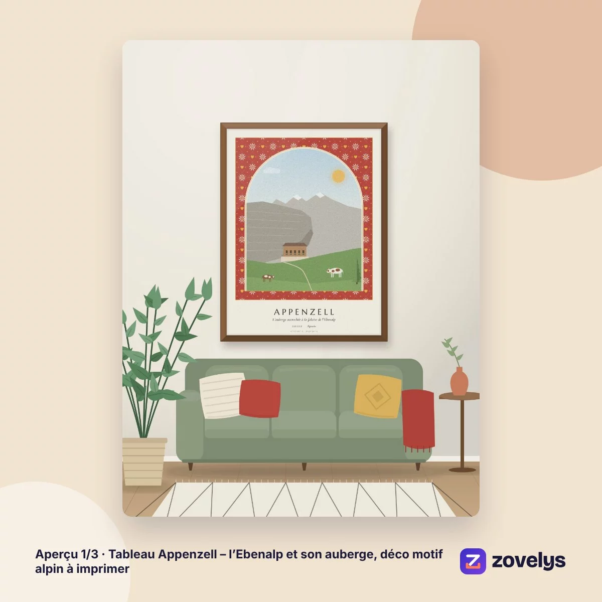 Tableau Appenzell – l’Ebenalp et son auberge, déco motif alpin à imprimer – aperçu 1