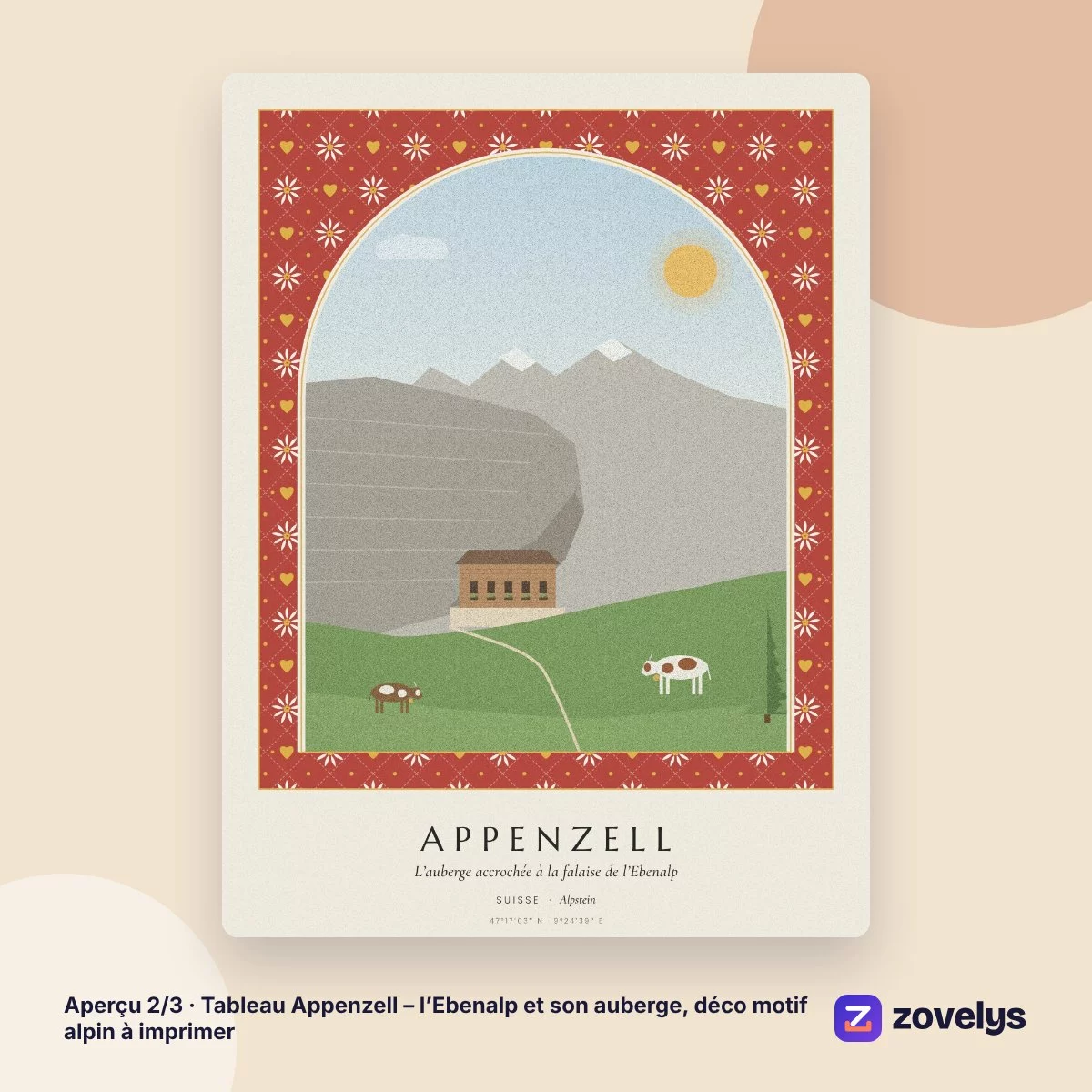 Tableau Appenzell – l’Ebenalp et son auberge, déco motif alpin à imprimer – aperçu 2