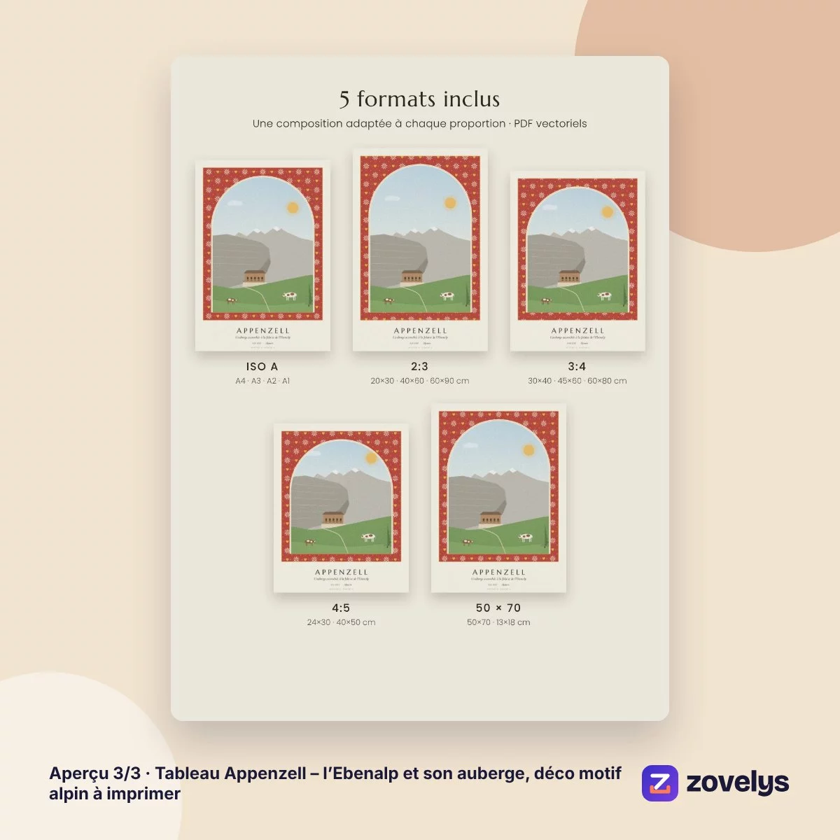 Tableau Appenzell – l’Ebenalp et son auberge, déco motif alpin à imprimer – aperçu 3