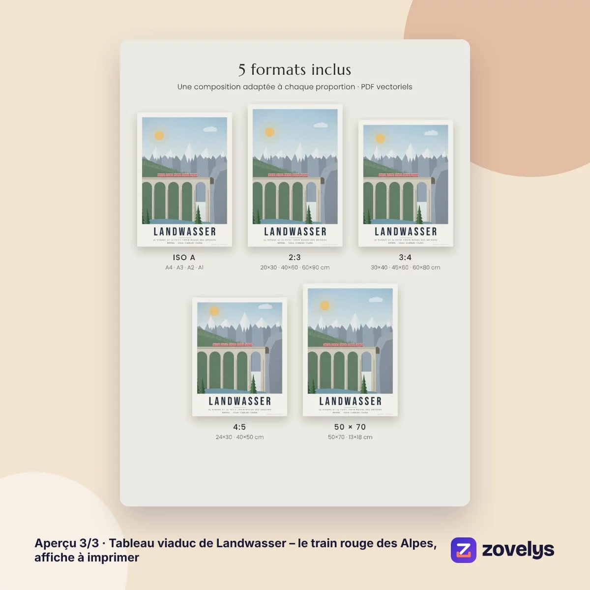 Tableau viaduc de Landwasser – le train rouge des Alpes, affiche à imprimer – aperçu 3