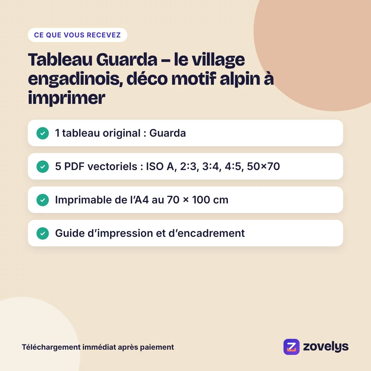 Tableau Guarda – le village engadinois, déco motif alpin à imprimer – aperçu 4