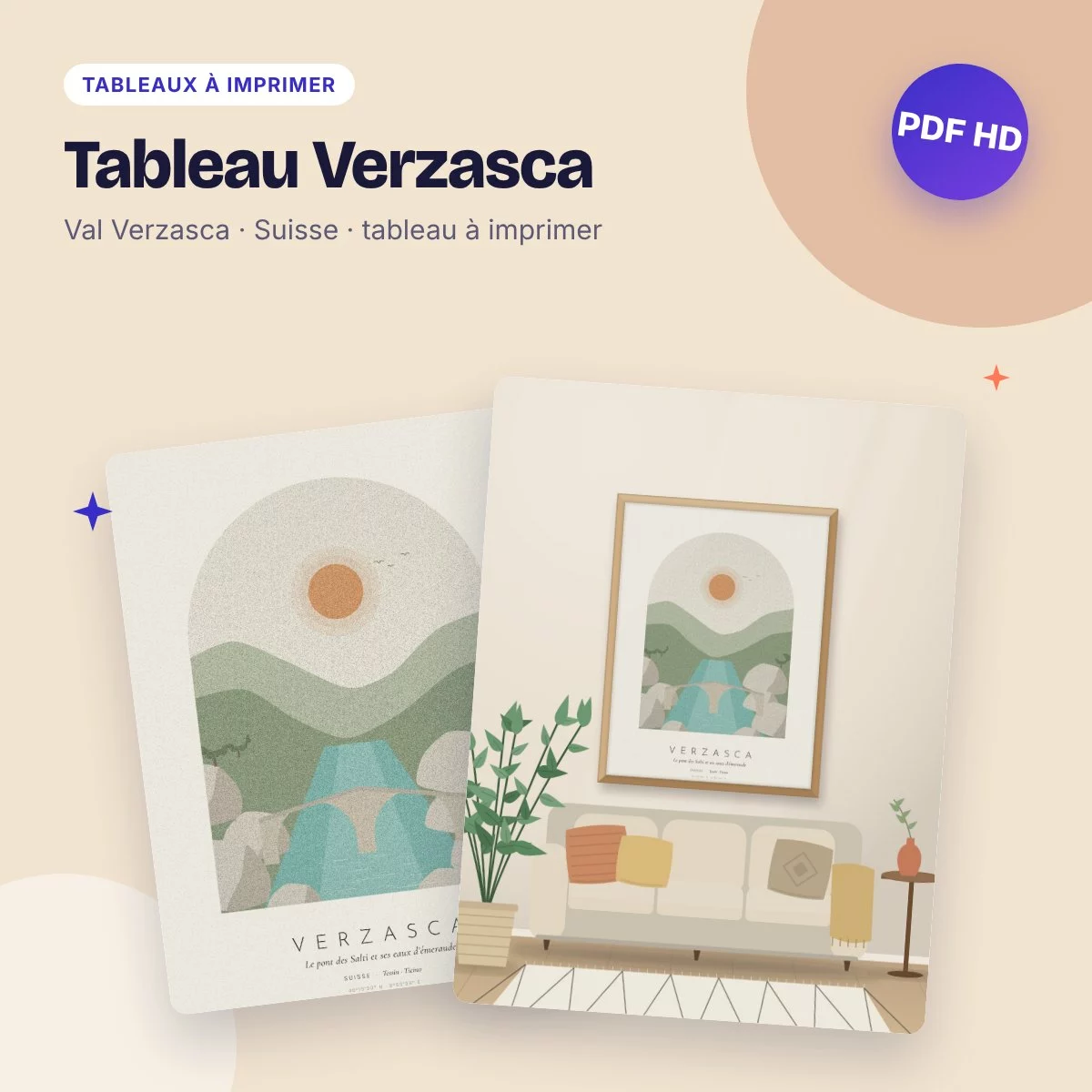 Tableau Verzasca – le pont des Salti, déco bohème à imprimer