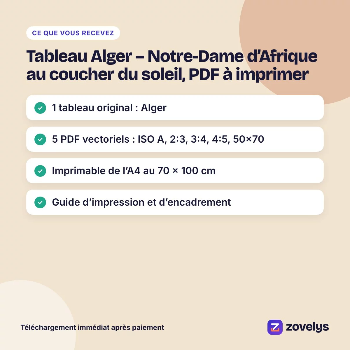 Tableau Alger – Notre-Dame d’Afrique au coucher du soleil, PDF à imprimer – aperçu 4
