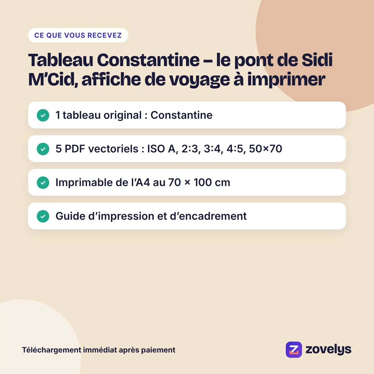 Tableau Constantine – le pont de Sidi M’Cid, affiche de voyage à imprimer – aperçu 4