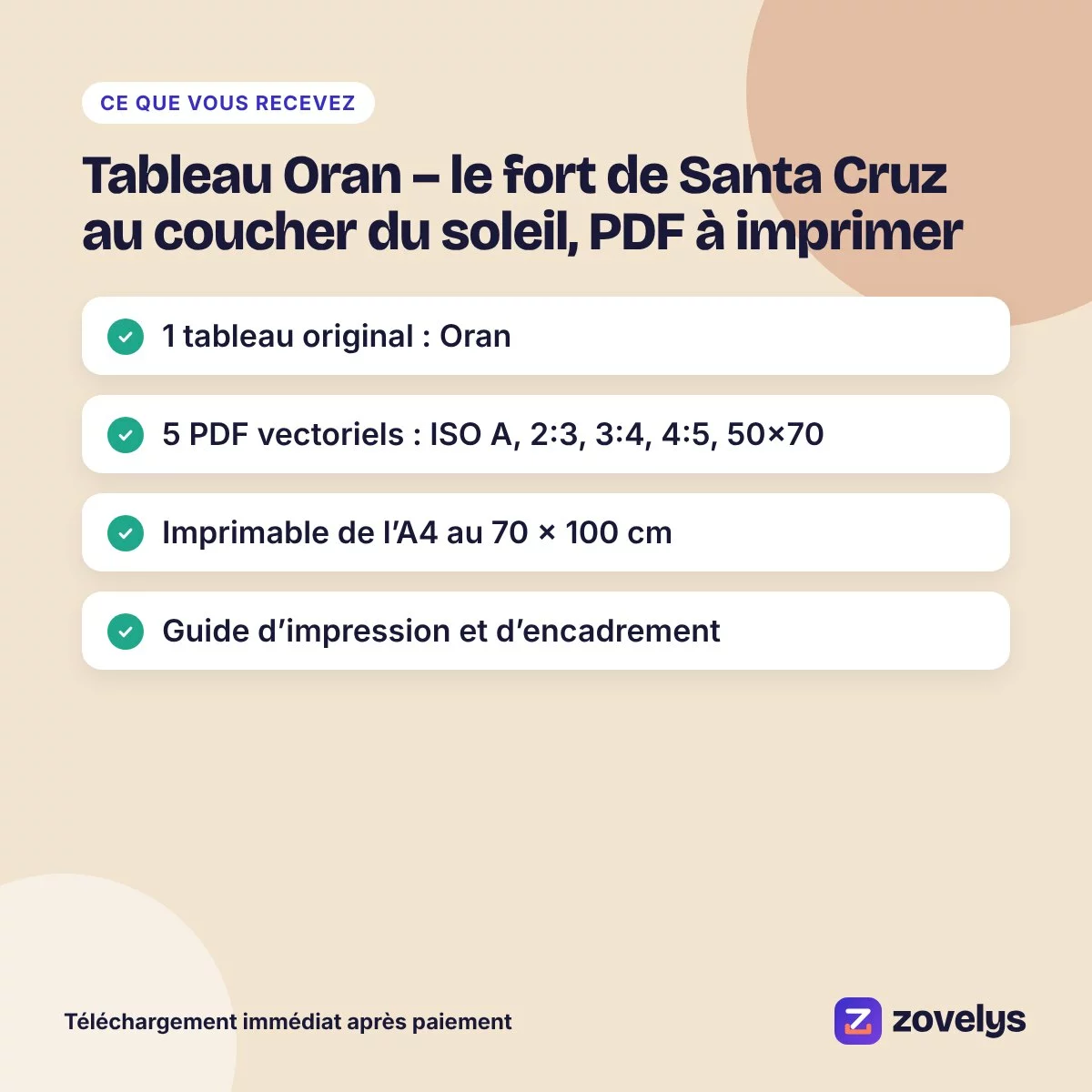 Tableau Oran – le fort de Santa Cruz au coucher du soleil, PDF à imprimer – aperçu 4