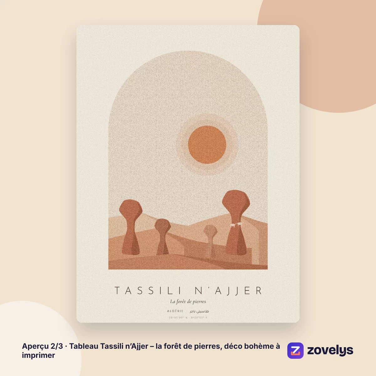 Tableau Tassili n’Ajjer – la forêt de pierres, déco bohème à imprimer – aperçu 2