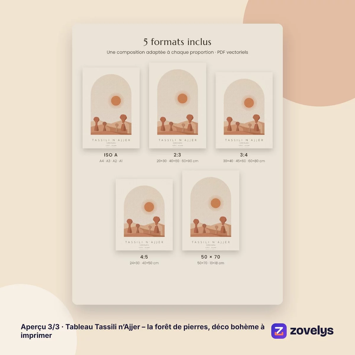 Tableau Tassili n’Ajjer – la forêt de pierres, déco bohème à imprimer – aperçu 3