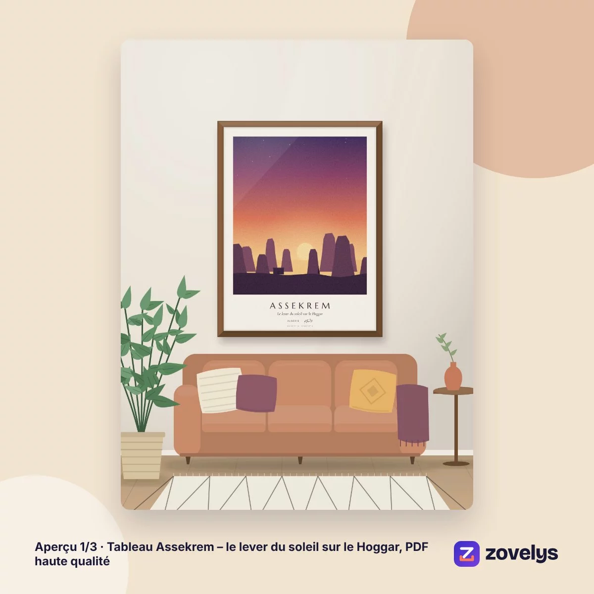 Tableau Assekrem – le lever du soleil sur le Hoggar, PDF haute qualité – aperçu 1
