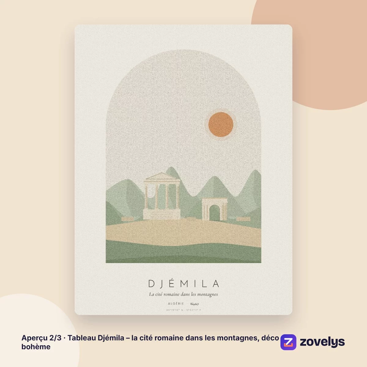 Tableau Djémila – la cité romaine dans les montagnes, déco bohème – aperçu 2