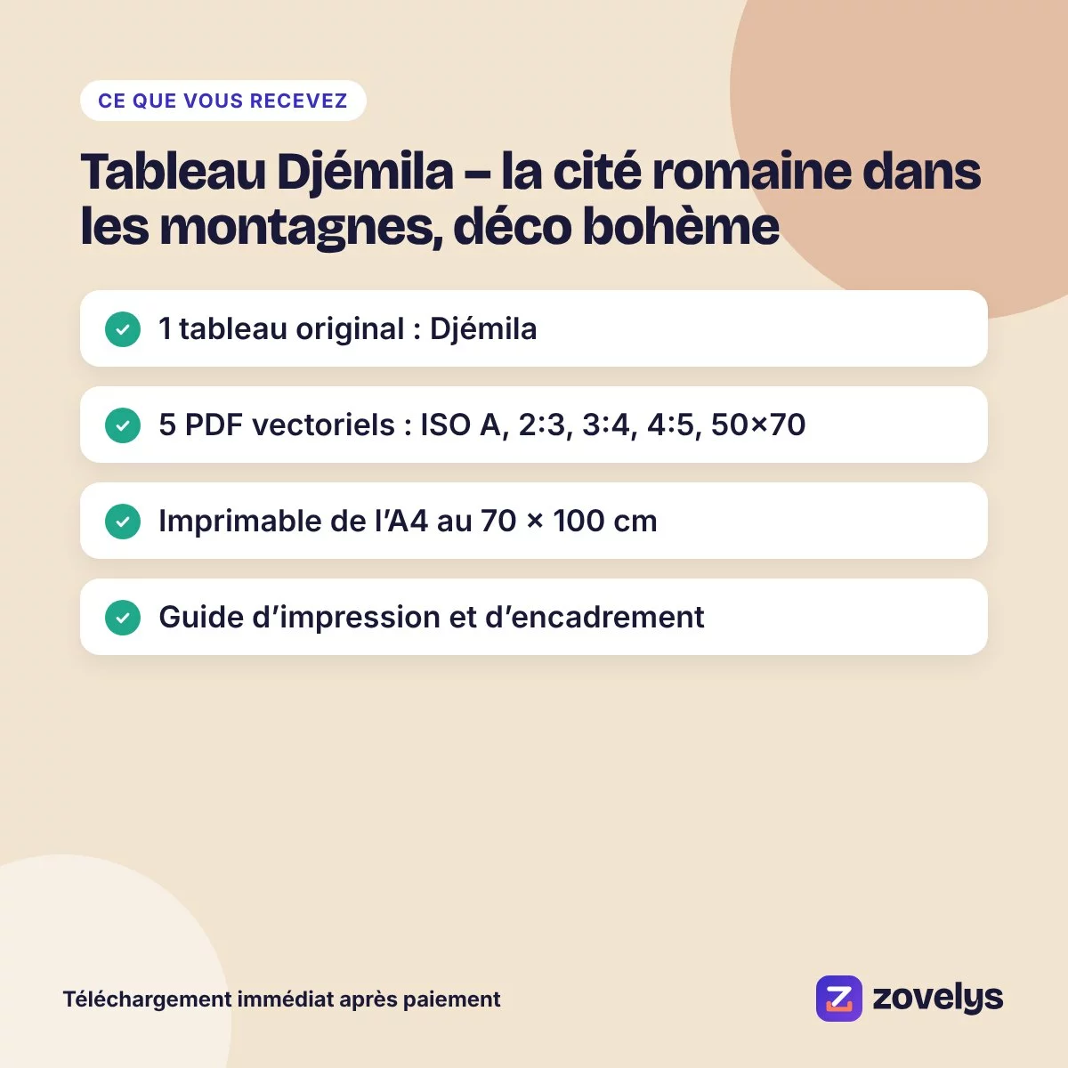 Tableau Djémila – la cité romaine dans les montagnes, déco bohème – aperçu 4
