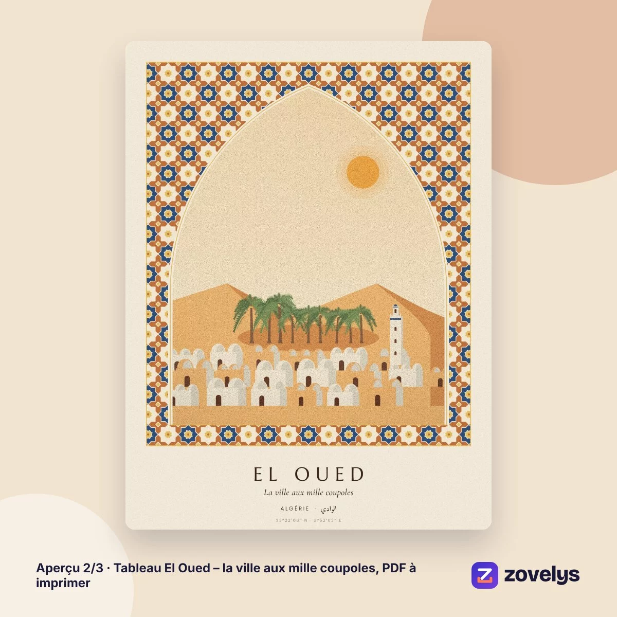 Tableau El Oued – la ville aux mille coupoles, PDF à imprimer – aperçu 2