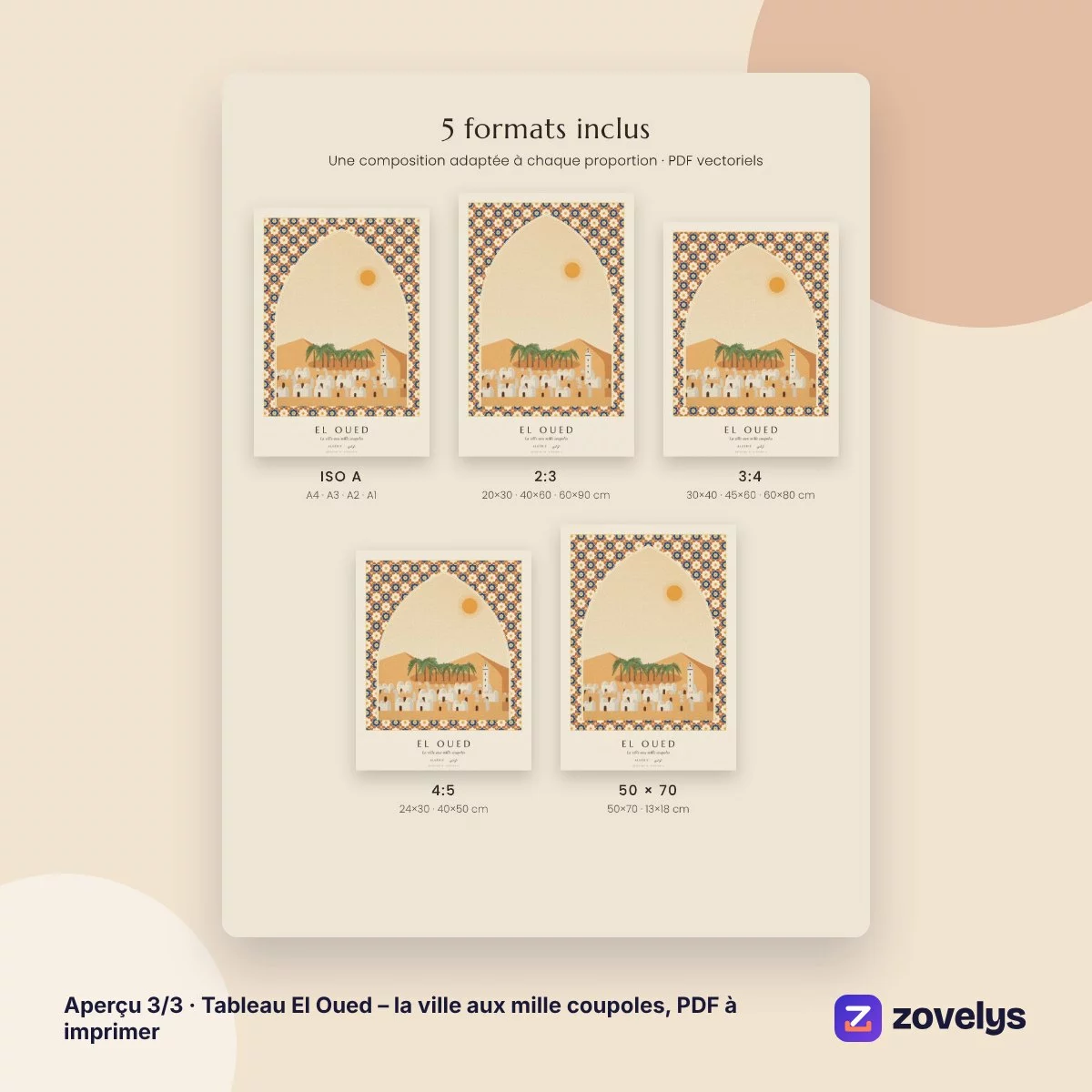 Tableau El Oued – la ville aux mille coupoles, PDF à imprimer – aperçu 3