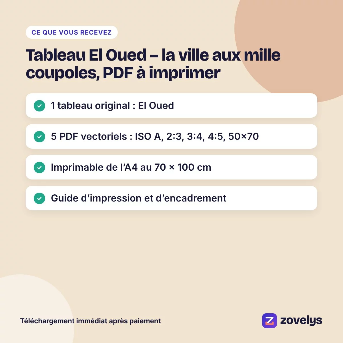 Tableau El Oued – la ville aux mille coupoles, PDF à imprimer – aperçu 4