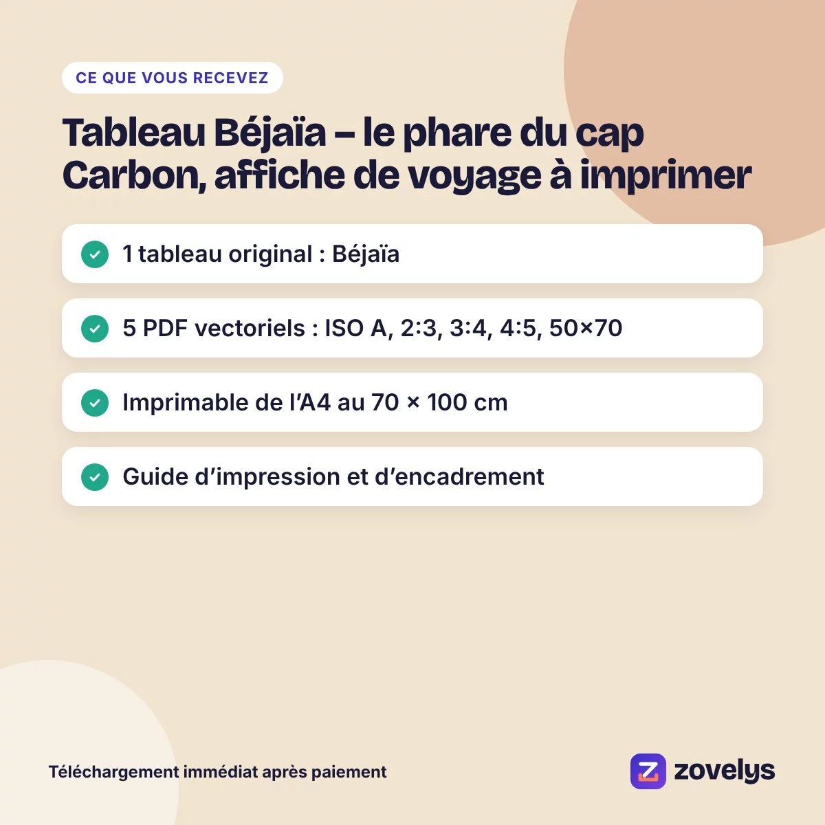 Tableau Béjaïa – le phare du cap Carbon, affiche de voyage à imprimer – aperçu 4